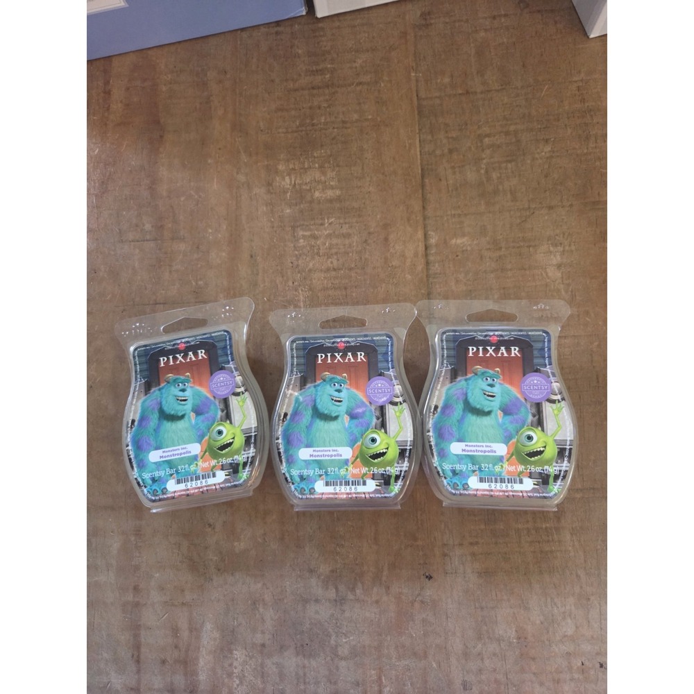 Scentsy Wax Bar Monsters Inc. Monstropolis Disney Retired Lot of 3
